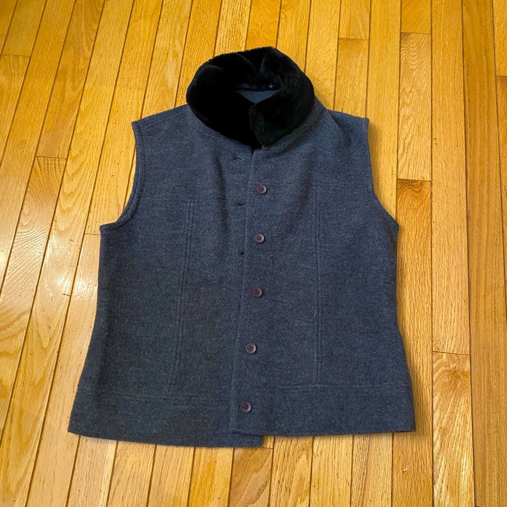 New w/o Tags Talbots Faux-Fur Collar 100% Wool Vest